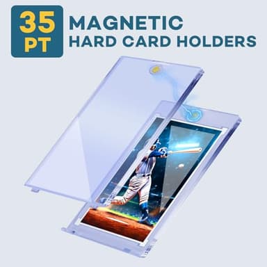 40ct Magnetic Card Holders, 35pt One Touch Card Holder, U-V Protection Hard Plastic Case for Trading Cards, Display Case for Sports, Baseball, Football, Game Cards - Image 4