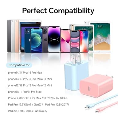 BUSFUL Compatible with iPhone Charger Fast Charging, [3Pack 10FT] 20W PD USB C Wall Charger Block with Type C to Lighting Cable Compatible with iPhone 14/13/12 Pro Max/11/XS/XR/X/8/Plus - Image 7