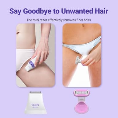 Bikini Trimmer for Women, IPX7 Waterproof Wet & Dry Electric Razors for Women, Bikini Legs Underarm Pubic Hairs Rechargeable Electric Shaver with 2 Trimmer Heads and Travel Razors - Image 3