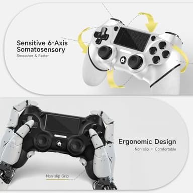 AceGamer 2 Pack for PS4 Controller, Wireless Controller for PS4/Pro/Slim/PC, with Non-Slip Grip of Both Sides and 2 USB-C Cable! (Black and White) - Image 6