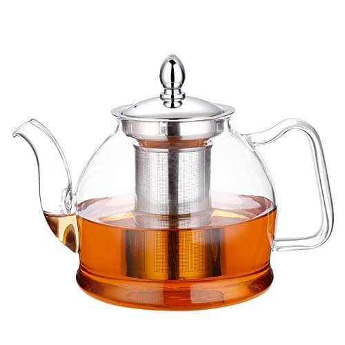 HIWARE 1000ml Glass Teapot with Removable Infuser, Stovetop Safe Tea Kettle, Blooming and Loose Leaf Tea Maker Set - Image 1