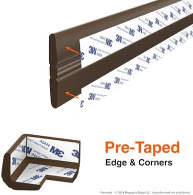 Roving Cove PreFit (Classic) Furniture Edge Corner Protector (Standard 15ft Edge 4 Corners), Baby Proofing Bumper Guards, Coffee Brown, Pre-Taped, for Straight Smooth Surfaces - Image 5