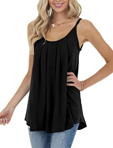 Tops for Women 2025 Trendy Loose Fit Flowy Workout Tanks Summer Shirts Spring Beach Vacation Clothes Black L - Image 3