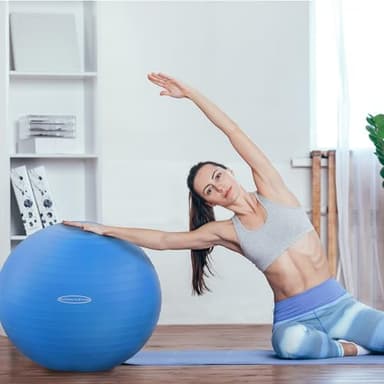 Signature Fitness Anti-Burst and Slip Resistant Exercise Ball Yoga Ball Fitness Ball Birthing Ball with Quick Pump, 2,000-Pound Capacity, Blue, 18-inch, S - Image 7