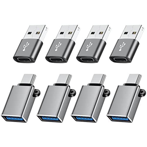 BaseNew USB Type C Adapter 8 Pack,USB to USB C Adapter,USBC Type A Male Female OTG Converter Adaptor,Charger Cable Connector for iPhone 15 14 13,MacBook Pro,iPad,iMac,Grey - Image 1
