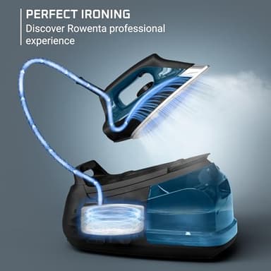 Rowenta, Iron, Stainless Steel Soleplate Professional Steam Station for Clothes, 1.1L Removable Tank, Fast Heat Up, 1800 Watts, Blue Clothes Iron, DG8624 - Image 2