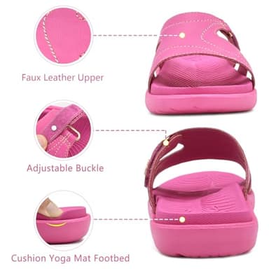 KuaiLu Womens Fashion Orthotic Slides Ladies Lightweight Athletic Yoga Mat Walking Sandals Slip On Thick Cushion Recovery Slippers Sandles Comfortable Plantar Fasciitis Arch Support Hot Pink Size 8.5 - Image 5