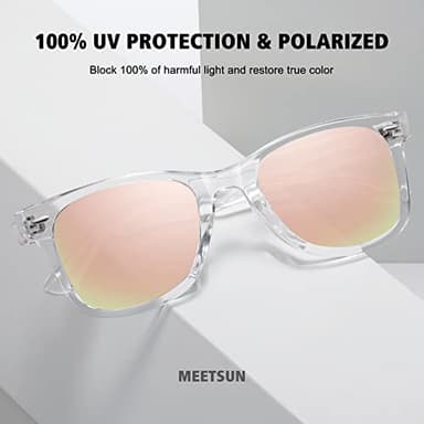 MEETSUN Retro Polarized Sunglasses for Women Men Classic Mirror Lens Driving Sun Glasses Trendy UV Protection (3 Pack) Black/Coffee/Pink - Image 5
