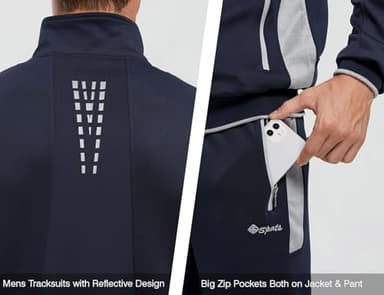 TBMPOY Men's Tracksuits Sweatsuits for Men Set Track Suits 2 Piece Casual Athletic Jogging Warm Up Full Zip Sweat Suits Navy/Grey XXL - Image 5