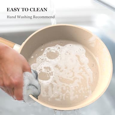 imarku Pots and Pans Set Non Stick, 10 Pcs Granite Cookware Set, Removable Handle Pots and Pans, PFOA Free, Oven Safe Pan, Cream, Birthday Gifts for Women Men - Image 7