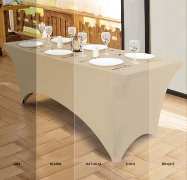 Utopia Kitchen Spandex Tablecloth 2 Pack [6FT, Champagne] Tight, Fitted, Washable and Wrinkle Resistant Stretch Table Cloth Rectangle Cover for Trade Show, Weddings & Parties [72Lx30Wx30H Inch] - Image 4