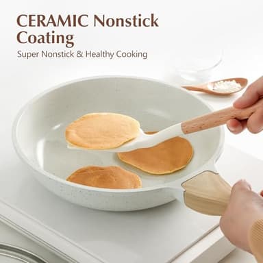 SENSARTE Nonstick Ceramic Frying Pan with Lid 8/9.5/10/11/12.5 Inch Omelet Pan Skillet, Free of Intentionally Added PFAS/PTFE Non-toxic Chef's Pan Induction Compatible Pan, Heat Resistant Handle - Image 3
