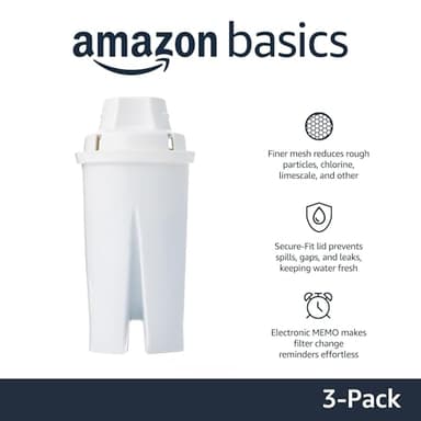 Amazon Basics Replacement Water Filters for Water Pitchers, BPA-Free, WQA & NSF Certified, Compatible with Brita Water Pitchers & Drinking Water Filter Systems, 6 Month Filter Supply, 3-Pack - Image 2