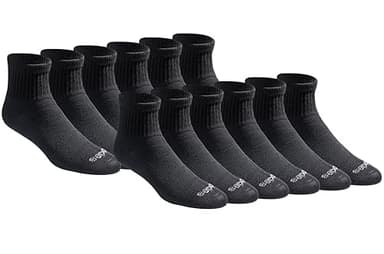 Dickies Men's Dri-Tech Moisture Control Quarter Socks (6, 12, 18 Pairs), Solid Black (12 Pairs), Large - Image 1