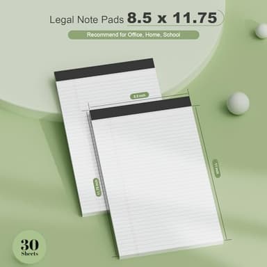 Legal Pads 8.5 x 11 inch Notepad, 2 Pack White Note Pads 8.5'' x 11'' for Work, Double-Side Printed Lined Paper Pads College Ruled White Notepads 30 Sheets Per Writing Pad for School, Home, Office - Image 2