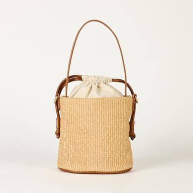 The Drop Women's Dallas Bucket Bag Cognac/Natural Straw, One Size - Image 2