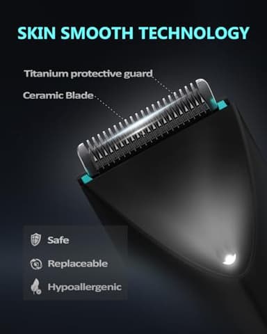 Electric Body Hair Trimmer for Men - Manscape Pubic Hair Groomer Waterproof Wet/Dry Ball Grion Shaver Type-C Rechargeable Cordless Replaceable Ceramic Blade Razor Male Grooming Smooth - Image 2