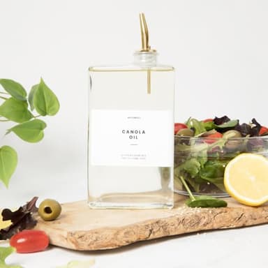 Molimoli Olive Oil Dispenser Bottle for Kitchen, Automatic Pourer, Glass Thin Bottle Dispenser for Kitchen, Olive Oil Cruet, | Set of 2 - Gold - Image 8