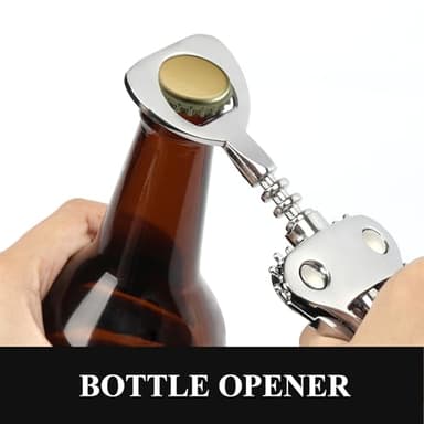 KORCCI Wine Opener, Heavy-Duty Zinc Alloy Wing Corkscrew, Premium Beer Bottle Opener, Multifunctional Wine Accessories with Ergonomic Handle and Sharp Screw, for Kitchen, Bar, Restaurant, Bartenders - Image 4