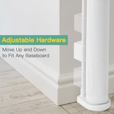 Reinforced 60" Wide Retractable Baby Gate with Reinforced Rods, 5 ft Retractable Dog Gate Indoor/Outdoor Baby Gate Retractable Gate - Bottom Anti-Escape, White - Image 7