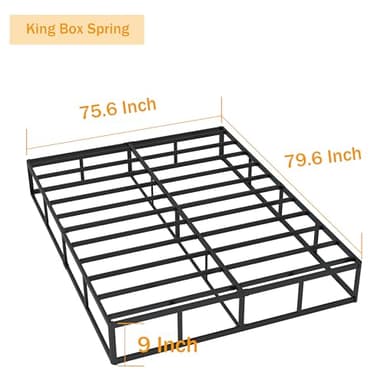 SHLAND Box Springs King 9 Inch High Profile King Size Box Spring Strong Metal Frame Mattress Foundation with Fabric Cover, Box Spring King Size Bed, Easy Assembly - Image 3