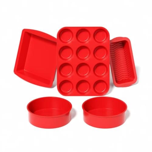 Avidon Silicone Baking Pans Sets - Nonstick Bakeware Set with Loaf Pan, Muffin Pan, Square/Round Cake Pan, silicone baking molds for baking cakes, loaf, bread (5 packs bakeware set) - Image 1