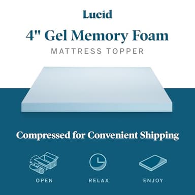 LUCID - LU40FF30GT 4 Inch Gel Memory Foam Mattress Topper-Ventilated Design-Ultra Plush-Full - Image 4