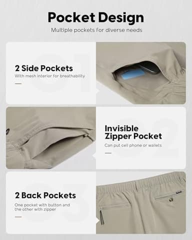 maamgic Men's 7 Inseam Shorts Casual Classic Fit Short Men with Multi-Pocket Mens Workout Shorts Hybrid Quick Dry Shorts - Image 4