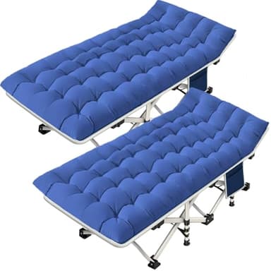 NESDCC 2 Pack Camping Cot with Mattress Comfortable Cot Bed Folding Cot Heavy Duty Cots for Sleeping with Carry Bag for Adults Kids Guest Bed Outdoor Indoor Home - Image 1