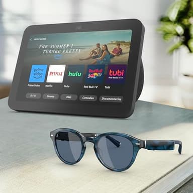 Amazon Echo Frames (newest model) + Echo Show 8 (newest model), Smart Glasses with Alexa, Round frames in Blue Tortoise with polarized sunglass lenses - Image 7