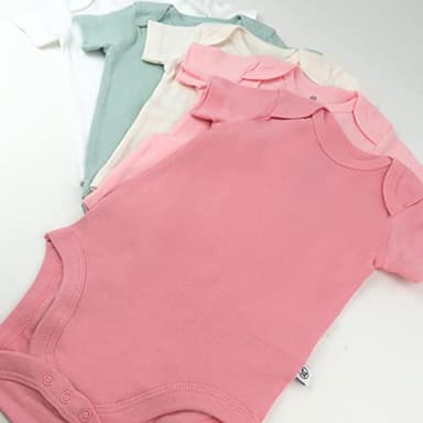 HonestBaby Organic Cotton Short Sleeve Onesies Bodysuits Multi Pack, 5-Pack Strawberry Cream, Newborn - Image 4