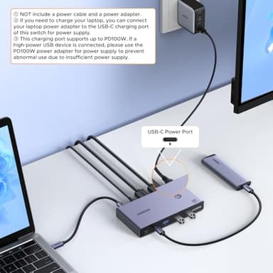 UGREEN USB-C+HDMI KVM Switch 1 Monitor 2 Computers with 4 USB 3.0 Ports 4K@60Hz Aluminum for 1 Laptop & 1 Desktop Share One Monitor Keyboard Mouse Printer with 1 HDMI Cable+2 Type-C Cables - Image 6