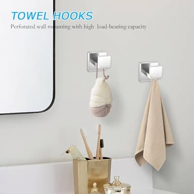 5 Pieces Towel Bar Set Brushed Nickel Bathroom Hardware Accessories Set SUS304 Stainless Steel Towel Holder Set for Bathroom 23.6 Inch Towel Bar,Towel Rack Wall Mounted - Image 5
