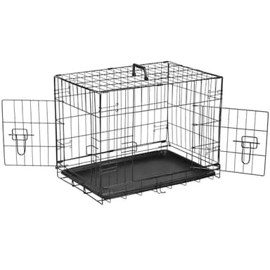 DUMOS 24-Inch Dog Crate, Small Double-Door Folding Metal Kennel with Divider Panel and Leak-Proof Pan, Portable Dog Cage for Indoor, Outdoor, and Travel - Image 1