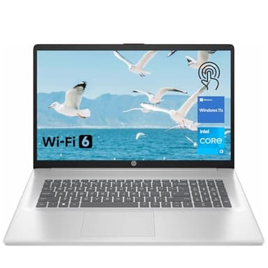 HP Premium 17.3" Touchscreen Laptop, 8-Cores Intel Core i3-N305, 16GB RAM, 128GB eMMC + 1TB SSD, Webcam, HDMI, Wi-Fi 6, Windows 11 S, Silver - Image 1