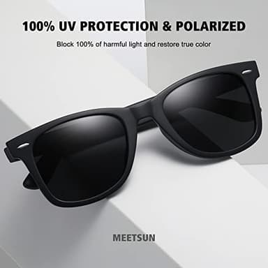 MEETSUN Retro Polarized Sunglasses for Women Men Classic Mirror Lens Driving Sun Glasses Trendy UV Protection (3 Pack) Black/Coffee/Pink - Image 3