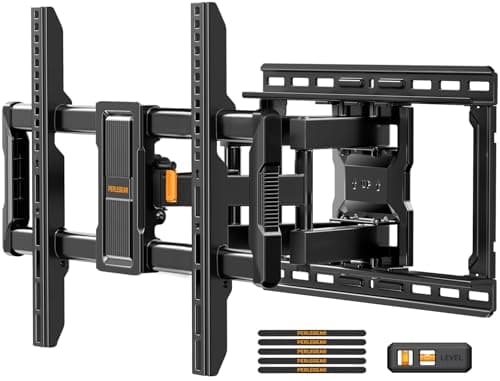 Perlegear UL-Listed Full Motion TV Wall Mount for 40–86 Inch Flat Curved TVs up to 132 lbs, 12″/16″ Wood Studs, TV Mount Bracket with Tool-Free Tilt, Swivel, Extension, Max VESA 600 x 400mm, PGLF15 - Image 1