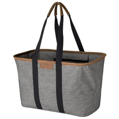 CleverMade Collapsible LUXE Tote - Gray Black 1 Pack 30L / 8Gal - Reusable Utility Grocery Shopping Storage Bag Organizer w/ Handles Reinforced Bottom - Image 1