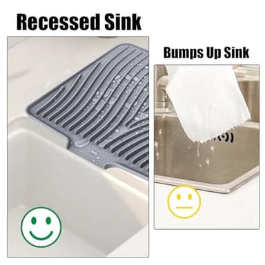 TIKNIK Silicone Dish Drying Mat for Kitchen Counter, Dish Drying Pad, Non-Slip Drain Pad with Built-in Drain, Heat Resistant Stone Drying Mat(15.8" x 13", Grey) - Image 4