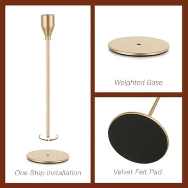 Candeldo Gold Taper Candle Holders: Tall Candlestick Holder for Table Centerpiece Set of 3 Metal Candles Stick Holders Stand Wedding Decor - Image 5