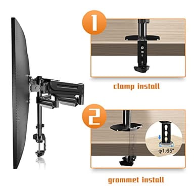 Pholiten Triple Monitor Desk Mount,Triple Gas Spring Monitor Arm for 17-32 inch LCD Computer Screens,Holds up to 22lb,Swivel, Tilt, Rotation, Clamp & Grommet Kit - Image 5