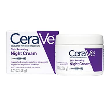 CeraVe Skin Renewing Night Cream, Niacinamide, Peptide Complex, and Hyaluronic Acid Moisturizer for Face, 1.7 Ounce, Packaging may Vary - Image 1