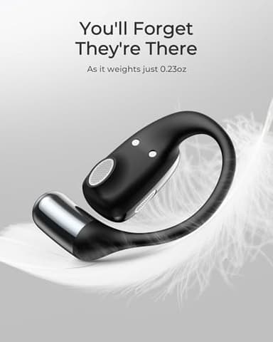Lytmi CozyFit Open Ear Headphones, 0.23oz Ultra-Light Comfortable Wireless Earbuds, 0.6mm Thinnest Earhooks, Bluetooth 5.4, Clear Audio, 30 HRS Playtime, IPX5 Waterproof Earphones with Mic (Black) - Image 4