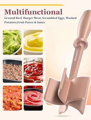 Nylon Hamburger Chopper, 5 Curve Blades Meat Masher Tool for Ground Beef, Turkey and More, Heat Resistant Non-scratch Utensil - Image 4