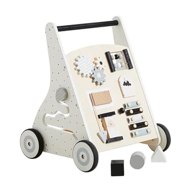 Beright Wooden Baby Walker Push and Pull Learning Activity Walker Kids’ Activity Toy Multiple Activities Center Develops Motor Skills & Stimulates Creativity (Natural) - Image 1