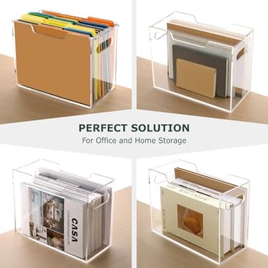 DINGHUO Acrylic Letter Size Hanging File Folder Organizer Box, Clear Portable File Storage Box with Handles, Desktop File Holder for Home, School -1 Pack - Image 6