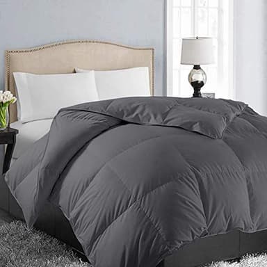EASELAND Oversized Queen Down Alternative Comforter - Quilted Duvet Insert for All Seasons, Soft Lightweight with Corner Tabs, Summer Winter Warm Bedding, Dark Grey 98×98 Inches - Image 1