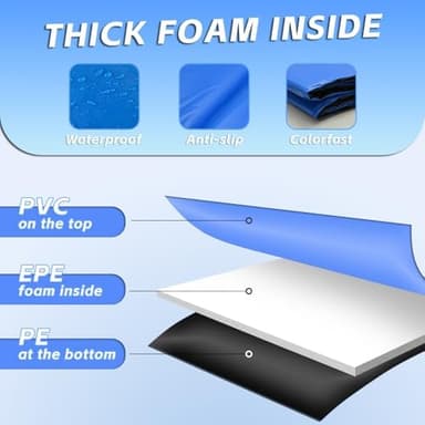 Trampoline Replacement Safety Pad, 8ft 10ft 12ft 14ft 15ft 16ft Trampoline Spring Cover with Foam Padding, No Holes for Poles, Round, Blue - Image 6