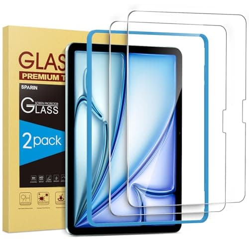 SPARIN 2 Pack Screen Protector for iPad Air 11-inch M3 2025 & M2 2024, (iPad Air 7th/6th Generation), Tempered Glass-Apple Pencil Pro & Case Compatible, Anti-Scratches, High Definition - Image 1