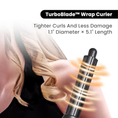 GLAMUP® FusionPro™ 6 in 1 Hot Air Styler- Wrap Curler & Thermal Brush Straightener, High Speed Hair Dryer, Round Brush, Volumizer, Hair Styling Gift Set with Travel Bag, Blow Dryer Brush - Image 3